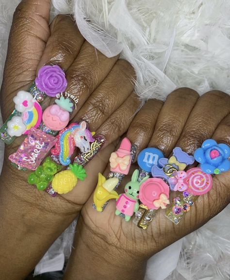 Chunky Y2k Nails, Chunky Nails, Chunky Glitter Nails, Designer Nails, Fall Gel Nails, Y2k Nails, Dope Nail Designs, Exotic Nails, Crazy Nails