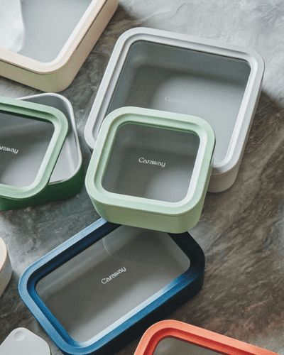 7 Reasons to Upgrade To Caraway's Food Storage Set | Non-Toxic & Safe • Sustainably Kind Living Caraway Food Storage, Food Container Design, Food Containers Design, Plastic Free Kitchen, Plastic Storage Containers, Plastic Free Life, Acrylic Products, Kitchen Accesories, Plastic Free Living