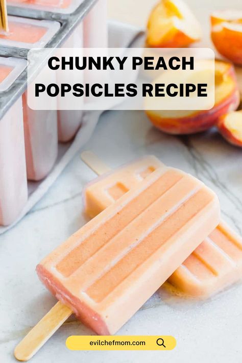 Chunky Peach Popsicles Recipe Peach Popsicle Recipes, Watermelon Ice Cream Recipe, Peach Popsicles, Buttermilk Ice Cream, Kale Soup Recipes, Popsicles Recipe, Watermelon Ice Cream, Nice Cream Recipe, Watermelon Ice