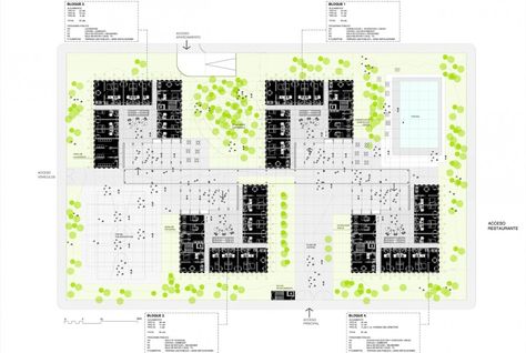 Student’s Residence on U.L.E Campus / MACA Estudio + VIRAI Arquitectos Student Housing Architecture, Social Housing Architecture, Architecture Site Plan, Hostels Design, Apartments Exterior, Co Housing, Urban Design Architecture, Residential Building Design, Photography Student