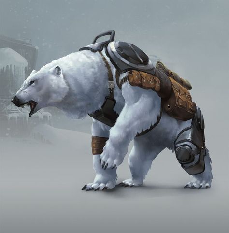 Fantasy Bear Mount, Dnd Bear Companion, Polar Bear Warrior Art, Dnd Polar Bear, Fantasy Polar Bear Art, Fantasy Bear Art, Dnd Mounts, Bear Character Design, Bear Mounts