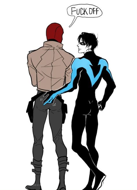 Nightwing X Red Hood, Nightwing Sketch, Cute Batman, Nightwing And Starfire, Red Hood Jason Todd, Bat Boys, Batman Funny, Batman Family, Jason Todd