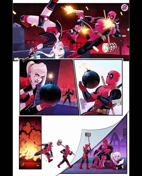 #Deadpool vs. #HarleyQuinn, who you got? Art- Stephen Byrne #TheSuicideSquad #justiceleague2 #birdsofprey #harleyquinn #thebatman #joker #wonderwoman1984 #shazam2 #aquaman2 #blackadam #theflash #manofsteel2 #dc #antman3 #spidermanintothespiderverse2 #shangchiandthelegendofthetenrings #blackwidow #thorloveandthunder #theeternals #doctorstrange2 #captainmarvel2 #spiderman3 #marvel #guardiansofthegalaxyvol3 Harley Quinn X Deadpool, Confrontation Art, Dc And Marvel Crossover Art, Dc Crossover, Marvel And Dc Crossover, Deadpool Comic, Legion Of Superheroes, Harley Quinn Comic, Superhero Characters