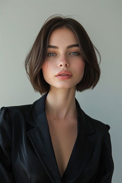 Chin-length bob haircut designed to make fine hair look fuller Haircut For Square Face, Choppy Bob Haircuts, Stacked Bob Haircut, Chin Length Hair, Bob Haircut For Fine Hair, Bob Hairstyles For Fine Hair, Short Straight Hair, Haircuts For Fine Hair, Bob Haircut