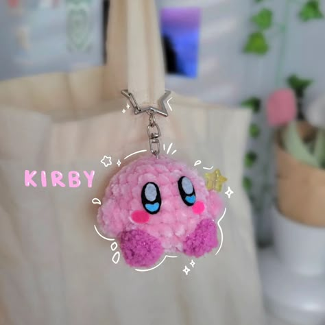 kirby keychain ☆ ₊˚˶• ༝💗 •˶ ☆‧₊˚ This kirby was soo quick to make ( minus the felt, that took me quite a bit hahah) and he was simple, but ugh I loveee how he came out!!🥹💗 I'm planning to make more for markets, he's j too cute. ☆ Pattern: @sweetbriecreations ☆ ☆ ☆ 💌 #crochet #amigurumi #kirby #crochetkirby #cutekeychains #crochetkeychains #amigurumikirby #kirbycrochet #cutekirby #aesthetic #kawaiicrochet #cutecrochet #crochetinspiration #yarn #crochetaddicts Kirby Yarn World, Crochet Kirby Keychain, Chemistry Crochet Pattern Free, Kuromi Crochet Keychain, Cute Mini Crochet Ideas, Kirby Crochet Pattern Free, Kirby Crochet Pattern, Plush Yarn Crochet, Kirby Amigurumi