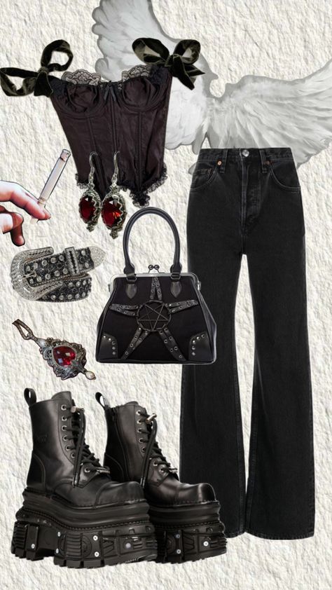 Alternative Rock Outfits, Feminine Grunge Outfits, Punk Style Outfits, Outfit Grunge, Cottagecore Outfits, Alt Outfits, Rock Outfits, New Rock, Alternative Rock