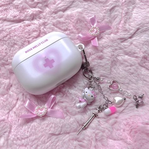 Hello Kitty Airpods Case, Korean Phone Cases, Cute Ipod Cases, Tech Aesthetic, Airpod Cases, Baby Pink Aesthetic, Airpods Cases, Pink Aura, Kawaii Accessories