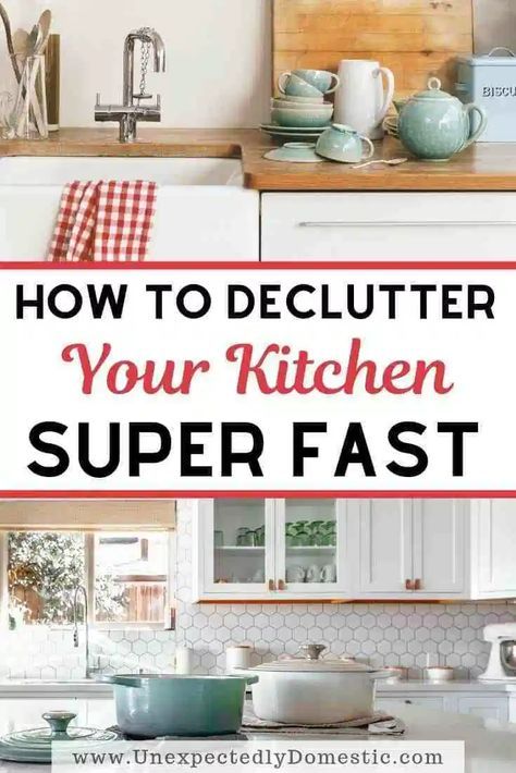 Unexpectedly Domestic, Easy Decluttering, Declutter Kitchen Counter, Modern Homemaking, Cluttered Kitchen, Declutter Kitchen, Decluttering Inspiration, Decluttering Ideas, Homemaking Tips