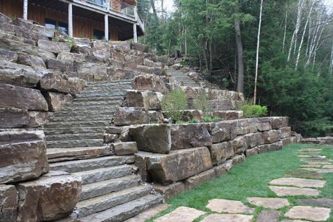 Armour_Stone_Mocha_Limestone_L_001_alt Armour Stone Retaining Wall, Entrance Pillars, Natural Stone Retaining Wall, Backyard Retaining Walls, Retaining Wall Design, Stone Landscaping, Stone Retaining Wall, Natural Stone Wall, Entrance Ideas