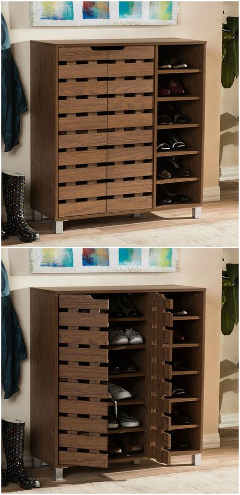 Shoe Rack With Seating, Shoe Rack Design Ideas, Shoe Boxes On Wall, Shoe Racks Ideas, Shoe Storage Cabinet Entryway, Shoe Storage Design, Shoe Rack For Small Spaces, Shoe Box Design, Shoe Cabinet Design