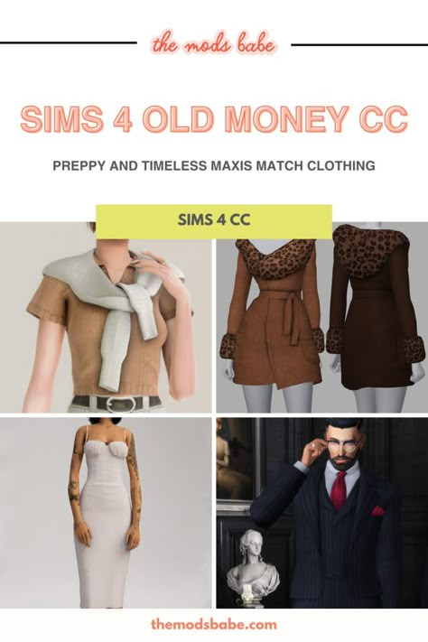 45+ SIMS 4 OLD MONEY CC FOR A MORE REFINED, PREPPY WARDROBE Sims 4 Old Money House, Sims 4 Old Money Cc, Sims 4 Mac, The Old Money Aesthetic, Rich Outfits, Preppy Wardrobe, Money Dress, Sims 4 Tsr, Money Clothes