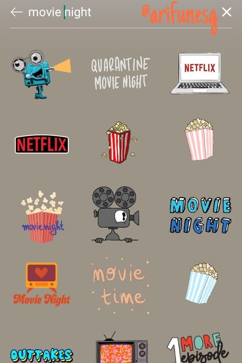 Movie Night Movie Night Instagram Story Gif, Movie Night Instagram Captions, Insta Gif, Instagram Gif, Snapchat Stickers, Gif Instagram, Instagram Emoji, Instagram Graphics, Iphone Instagram