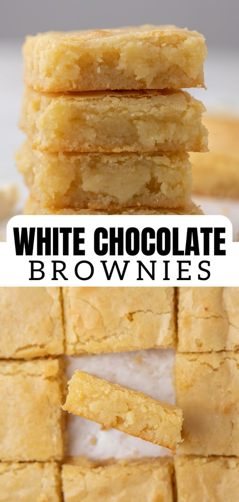 Dessert Recipes Summer, White Chocolate Brownies Recipe, White Chocolate Blondies Recipe, Chocolate Blondies Recipe, White Chocolate Brownies, Brownies Recipe Homemade, Recipes Summer, Brownies Recipe Easy, Summer Dessert Recipes