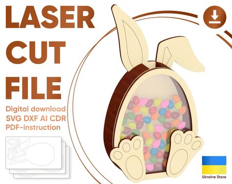 Wood Craft Pattern, Easter Bunny Centerpiece, Cnc Plans, Personalized Easter Bunny, Egg Box, 3d Shadow Box, Wood Crafts Diy, Chocolate Eggs, Personalized Easter