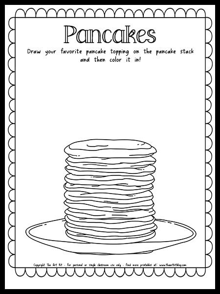 Pancake Coloring Page with Drawing Prompt {Free Printable} Pancake Tuesday Art For Kids, Classroom Pancake Party, Pancake Activities For Kids, If You Give A Pig A Pancake Activities Free Printable, Pancakes Coloring Pages, Pancake Printable Free, Pancake Craft Preschool, Pancake Day Printables, Breakfast Coloring Pages