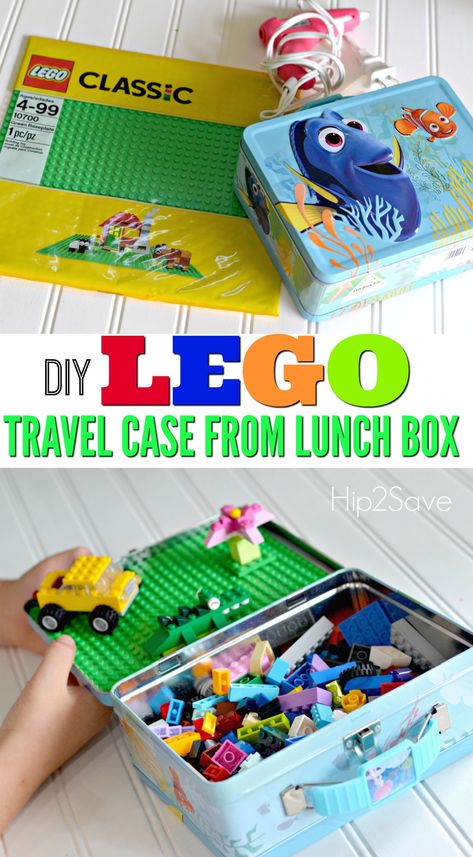 Portable Lego Kit, Lego Travel Case, Kids Travel Activities, Diy Lego, Road Trip Activities, Lego Diy, Lego Activities, Science Notebooks, Busy Boxes