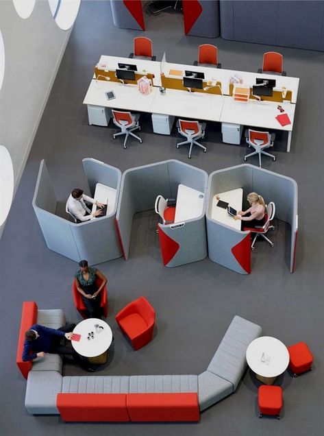 Acoustic Furniture Solutions for Privacy and Collaboration #OfficeFurniture Modern Office Design Inspiration, Contemporary Facade, Cheap Office Furniture, Modular Office Furniture, Office Design Inspiration, Modern Office Interiors, Facade Cladding, Corporate Office Design, Interior Contemporary