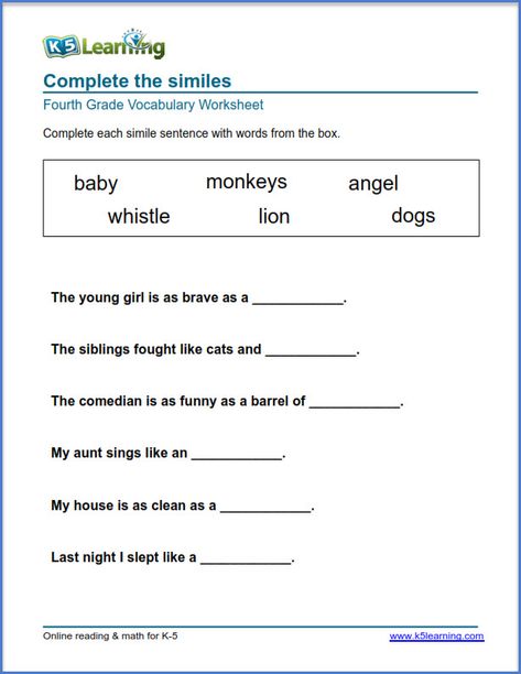 Grade 4 vocabulary worksheet Grade4 English Worksheets, 2nd Grade Vocabulary Worksheets, Vocabulary Worksheets Grade 1, Simile Sentences, Grade 4 Vocabulary Worksheets, Collective Nouns Worksheet Grade 4, Free Worksheets For Kids, Free Kindergarten Worksheets, Vocabulary Worksheets