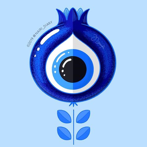 Evil Eye Drawing Design, Pomegranate Sketch, Evil Eye Illustration, Evil Eye Drawing, Evil Eye Jewellery, Pomegranate Art, Evil Eye Art, Visual Library, Handmade Evil Eye