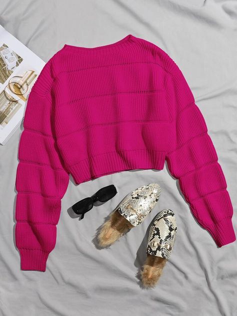 Winter Knit Sweater, Cropped Pullover, Pullover Outfit, Fall Winter Wardrobe, Women Rising, Fesyen Hijab, Ținută Casual, Long Sleeve Pullover Sweater, Plus Size Kleidung