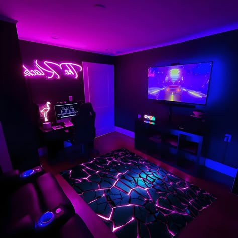 Neon Rug,Cool Rug,Gaming Illusion Rug, E-Spor Rug,Neon Look Rug,Colorfull Rug, Teen's Rug,Gamer Rug,Boy Room Rug,Gaming Room Rug lk456 Please pay attention to the product dimensions in your orders. The size (50 cm X 70 cm ) = ( 19.6 inch X 27.5 inch ) ( Mat Sze ) in my store is the smallest mat size. --Our products consist of microfiber polyester and cotton. Microfiber polyester fabric surface. --We produce our rugs as Non-Slip Cotton Base. It does not spill or smell. --The thickness of our rugs Teen Gamer Bedroom, Gamer Room Ideas Boy Bedrooms, Gaming Bedroom Ideas Boys, Neon Game Room, Fortnite Room, Neon Rug, Gamer Bedroom Ideas, Games Setup, Gamer Rug