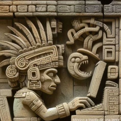 México a través de una lente on Instagram: "Esta publicación se comenta como si estuviera buscando algo por Internet, pero en la época prehispánica...  #mexico #prehispánico #prehispanic #méxicoatravésdeunalente #meme" Chicano Culture, Magic Creatures, Aztec Artwork, Tiki Faces, Aztec Civilization, Mayan Art, Ancient Egypt Art, Aztec Art, Egypt Art