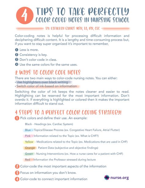 Taking good, organized notes is key to nursing school success. How do they do the most successful nursing students take excellent notes?Well, color coded notes play a huge role in keeping organized, easy to follow, easy to retain notes.

Need help learning how to take organized, color coded notes in nursing school? We’ve created this awesome guide to help you get started color coding noted - the best way! Download your FREE 5-Step Color Coding Note Taking Strategy For Nursing School. Note Taking Ideas For Nursing School, Nursing Student Study Notes Ideas, Note Taking Tips Nursing School, Nursing Student Notes Taking, Note Taking For Nursing School, Note Taking Ideas Nursing, Med School Note Taking, Nursing School Color Coding, Intro To Nursing Notes