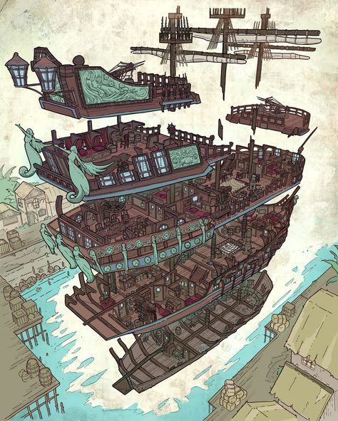 Cutout Illustration, 3d Karakter, Navi A Vela, Old Sailing Ships, Pirate Art, Gaming Art, Rpg Map, Dungeon Maps, D D Maps