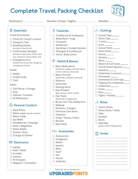 10 Free Packing Checklists — Print Them Out Before Your Next Trip! Capsules Wardrobe, Travel Packing List Printable, Eurostar Train, Travel Packing Checklist, Travel Packing List, Trip Packing, Packing List For Vacation, Packing Checklist, Checklist Template