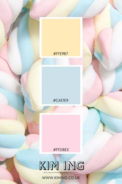 Cute pastels are trending and this colour palette is perfect for businesses looking for a playful touch to their branding! Fun Pastel Color Palette, Playful Color Palette Branding, Pastel Tones Palette, Kawaii Color Palette, Brand Color Palette Hex Codes, Candy Color Palette, Pastel Color Pallet, Mood Board Business, Pastel Branding