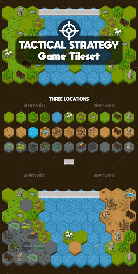 Strategy 2D Game Tileset - Tilesets Game Assets Game Assets 2d, Game Tilesets, Hexagon Game, Hex Map, Game Tester Jobs, Top Down Game, Tiles Game, Game Programming, Board Game Design