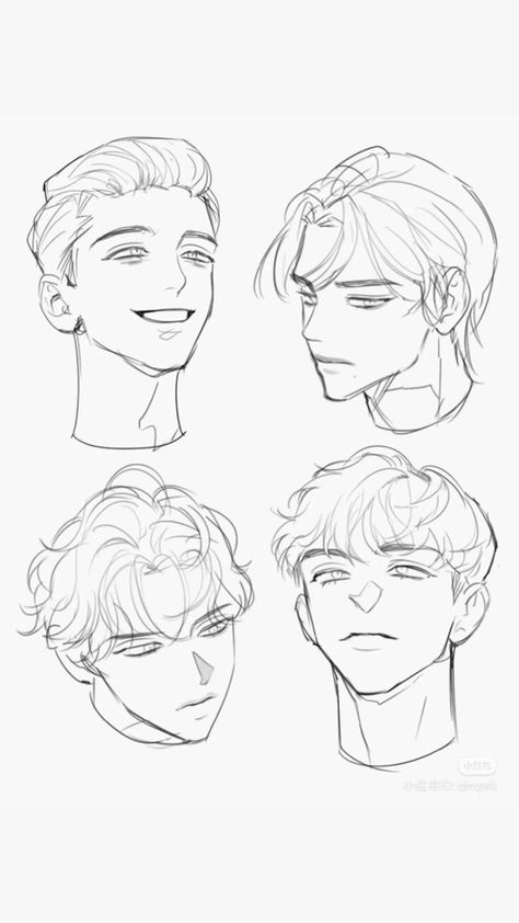 Draw Webtoon Style, Male Head Shapes Drawing, Anime Guy Head Reference, Men Face Reference Drawing, Man Drawing Pose Reference, Guys Face Drawing, Guy Hair Reference Drawing, Male Hairstyles Drawing Side View, Male Hairstyles Drawing Short