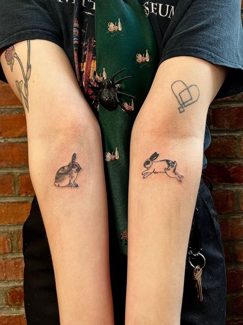 Some personalized bunnies Harry Styles Inspired Tattoos, Harry Tattoos, Mum Tattoo, Bunny Tattoo, Small Matching Tattoos, H Tattoo, La Tattoo, Bestie Tattoo, Harry Styles Tattoos