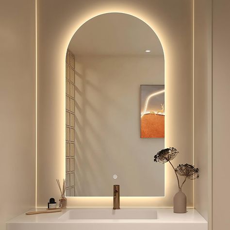 Arch Bathroom, Light Arch, Entrance Mirror, Bathroom Led Mirror, Lighted Mirrors, Light Up Mirror, Oval Mirror Bathroom, Arch Light, Bathroom Led