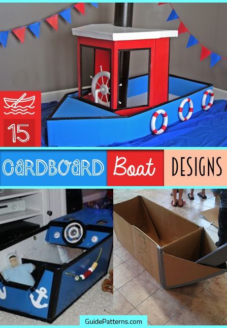 15 Cardboard Boat Designs | Guide Patterns Making A Boat Out Of Cardboard, Cardboard Box Boats, Cardboard Boats, Cardboard Boat Race, Boat Props, Kids Boat, Cardboard Boat, Race Night, Carton Diy