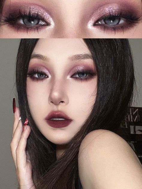 LookHealthyStore | Red smoky #eyeshadow + black and red lip glaze, cool gothic beauty🩸 All credit by Nic 📕RED ID NicNic #eyemakeup #makeupaddict… | Instagram Smoky Eyeshadow Black, Gothic Makeup Tutorial, Black Makeup Looks, Eyeshadow Black, Smoky Eyeshadow, Vampire Makeup, Cute Eye Makeup, Swag Makeup, Ethereal Makeup