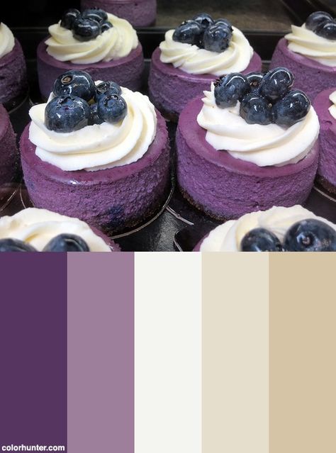 Blueberry Cheesecakes Color Scheme Blueberry Color Palette, Dessert Color Palette, Cheesecake Color Palette, Color Groups, Raspberry Cheesecake, Blueberry Cheesecake, Color Grouping, Food Trucks, Art Tips