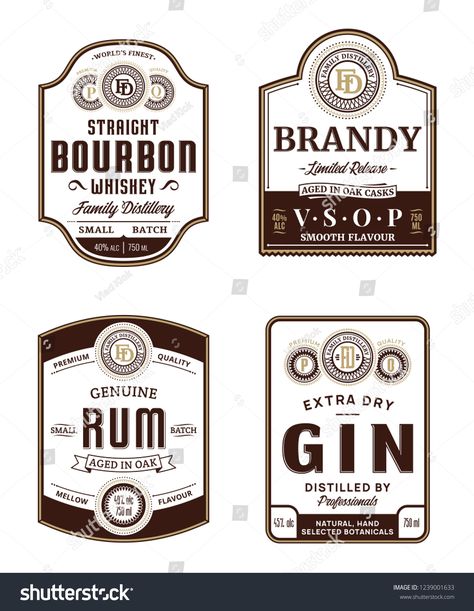 Whiskey Label Design Template, Brandy Label Design, Rum Label Design, Gin Label Design, Vintage Alcohol Labels, Spirits Label Design, Brandy Liquor, Liquor Label, Vintage Wine Label