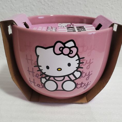 New Hello Kitty Ceramic Bowl Missing Chopsticks 20oz Pink Bowl Dishwasher And Microwave Safe Sanrio Baddie Things, Hello Kitty Ceramic, Makeup Images, Pink Bowls, Hell's Kitchen, Kitty Stuff, Hello Kitty Pink, House Accessories, Noodle Bowl