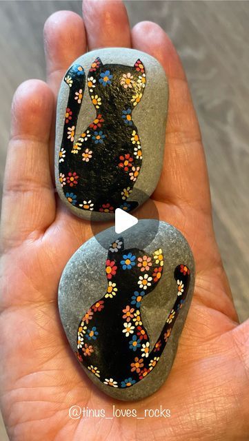 Painted Cat Rocks Easy, Cat Rocks, Painted Cats, Painted Cat, Baltic States, Pet Rocks, Love Rocks, Silhouette Art, July 31