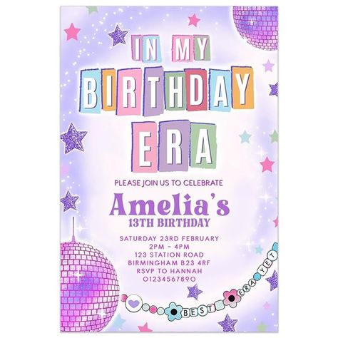 Girls Birthday Party Invitations, party invitations, In My Birthday Era, It's Me, Hi, teenager, Any Age | PACK OF 10 WITH ENVELOPES : Amazon.co.uk: Handmade Products 1989 Invitation, Olivia Rodrigo Birthday Invitation, Taylor Swift Party Invitations, Birthday Invitation Taylor Swift, Eras Tour Party Invitation, Swiftie Birthday Party, Taylor Birthday Party, In My Birthday Era Invitation, Taylor Swift Birthday Invitations