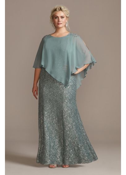 Crystal Cold-Shoulder Capelet Plus Size Dress Set 7419348 Summer Mother Of The Bride Dresses, Mother Of The Bride Plus Size, Mother Of Bride Outfits, Mother Of The Bride Dresses Long, Plus Size Gowns, Mother Of Groom Dresses, Bride Outfits, Mob Dresses, Mother Of Groom