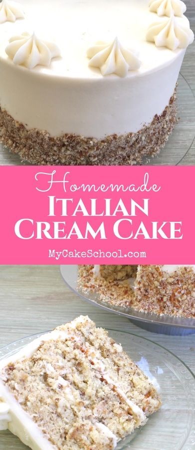 Italian Cream Cake Recipe, Cake Recipe From Scratch, Italian Wedding Cakes, Italian Cream Cakes, Cream Cake Recipe, Italian Cream, Wedding Cake Recipe, Cake Recipes From Scratch, Homemade Cake Recipes