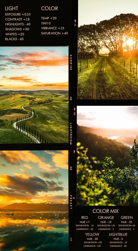 Sunrise Photo Editing, Landscape Photo Editing, Lightroom Presets Landscape, Lightroom Presets Photography, Adobe Lightroom Photo Editing Tips, Lightroom Ideas Photo Editing, Lightroom Presets Travel, Lightroom Nature Edit, Lightroom Selfie Presets