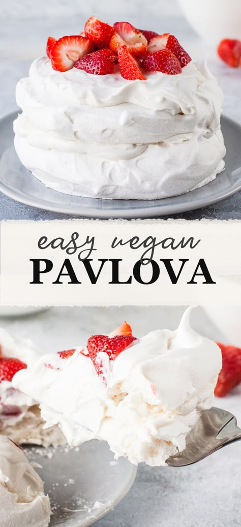 Vegan Pavlova, Aquafaba Recipes, Whipped Coconut Cream, Vegan Pastries, Vegan Easter, Vegan Whipped Cream, Vegan Baking Recipes, Pavlova Recipe, Vegan Bakery