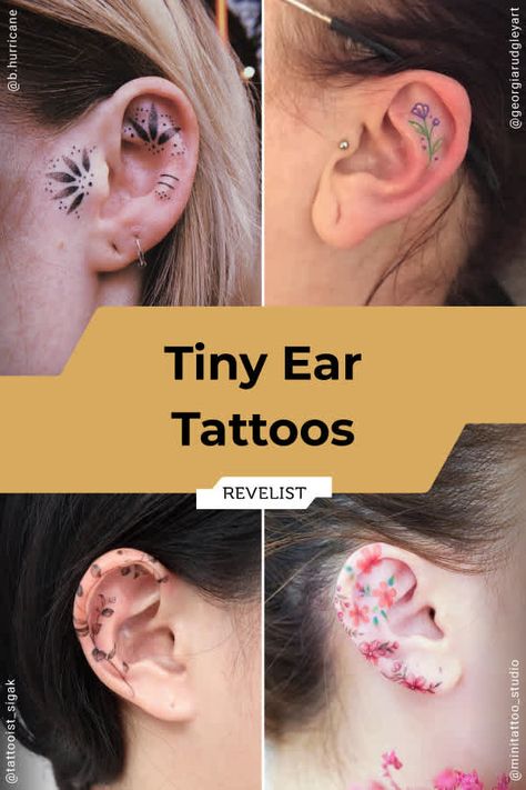 Inner Ear Piercing, Ear Tats, Inner Ear Tattoo, Tattoo Ear, Hebbars Kitchen, Flamingo Tattoo, Free Hand Tattoo, Ear Piercings Tragus, Ear Tattoos