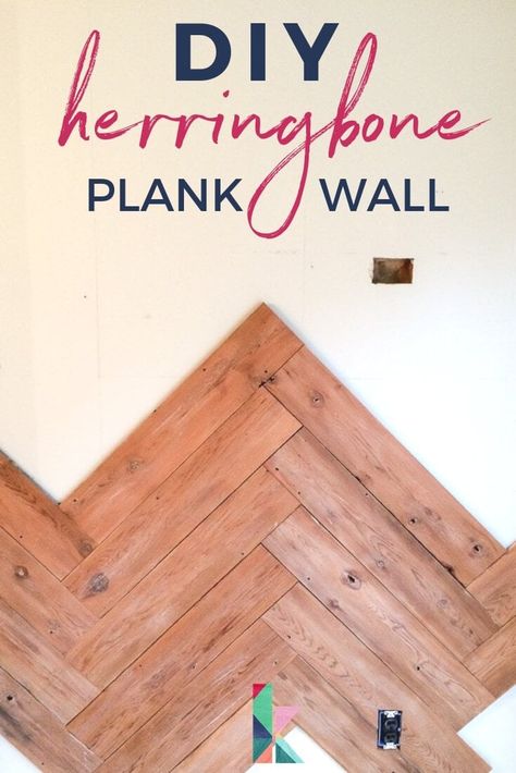 Learn how turn old wood into a stunning DIY plank wall! Create an affordable statement wall in a herringbone pattern with this full tutorial. #plankwall #herringboneplankwall #diyplankwall Diy Herringbone Wall, Herringbone Wood Wall, Diy Plank Wall, Herringbone Wall, Herringbone Wood, Diy Accent Wall, Old Fences, Plank Walls, Work Diy