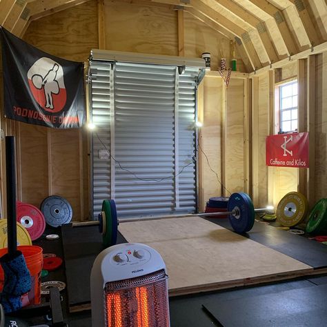 The 10 Best Budget Home Gym Setups I've Ever Seen | Garage Gym Reviews Diy Gym Shed, Diy Workout Shed Home Gyms, Shed To Gym Conversion, Small Shed Gym Ideas, Shed Home Gym, Shed Workout Room, Gym Shed Ideas, Shed Gym Ideas, Home Gym Shed