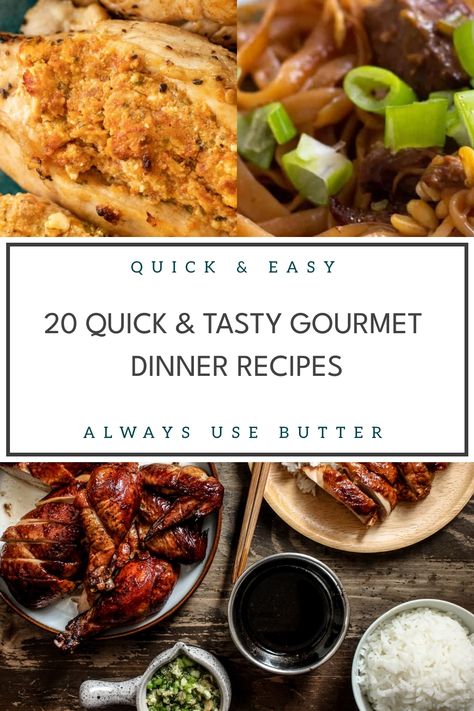 Indulge in restaurant-worthy recipes in the comfort of your own home with these easy gourmet dinners. Elevate your dining experience with homemade dishes that are sure to impress. These easy gourmet recipes for dinner will make you feel like a top chef without all the hassle. Perfect for special occasions or simply treating yourself to something delicious, these dishes will add a touch of sophistication to your dinner table. Say goodbye to takeout and hello to gourmet flavors with these simple y Dinner Recipe For Hosting, Simple Gourmet Meals, Quick Gourmet Dinner, Upscale Food Recipes, Dinner Foods Aesthetic, How To Cook Like A Chef At Home, Easy Gourmet Dinner Recipes, Celebration Meals Dinners, Gourmet Menu Ideas