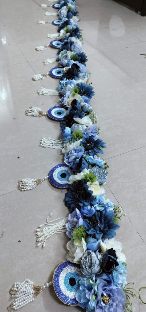 Evil Eye Bandarwal, Door Toran Designs, Handmade Toran Ideas For Diwali, Diwali Toran Ideas, Bandanwar Design Handmade, Toran Designs Doors Handmade Flowers, Bandanwar Designs, Bandhanwar Handmade, Toran Designs Doors Handmade Latest